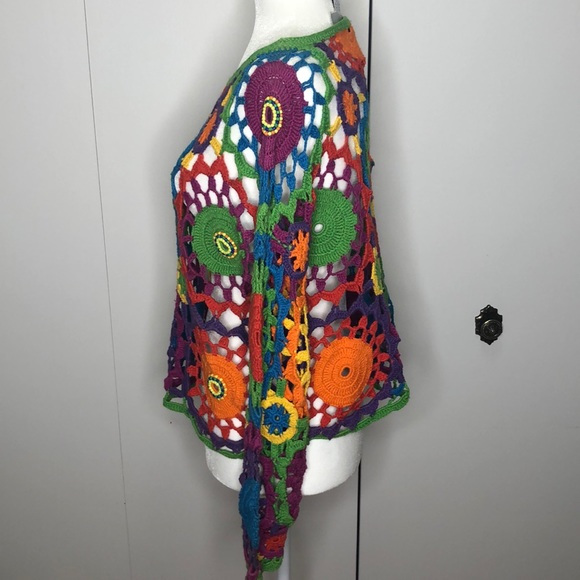 ✅SOLD Vintage rainbow crochet bohemian top - Picture 2 of 8
